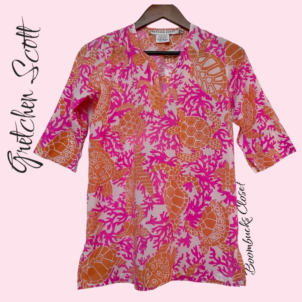 Gretchen Scott Designs Turtle Print Tunic Dress 10 / 12 summer dress